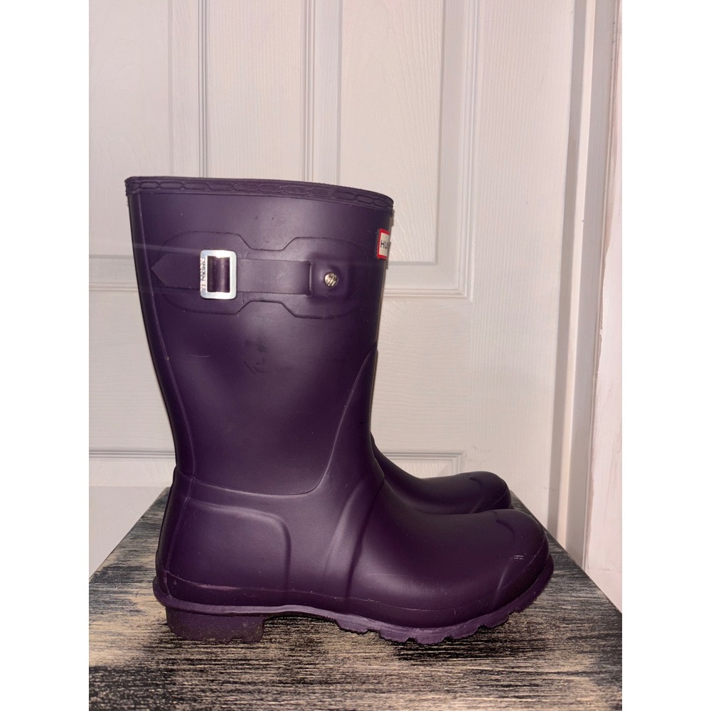 Hunter Original Short Rain Boots Purple Waterproof Rubber Boots Womens 10